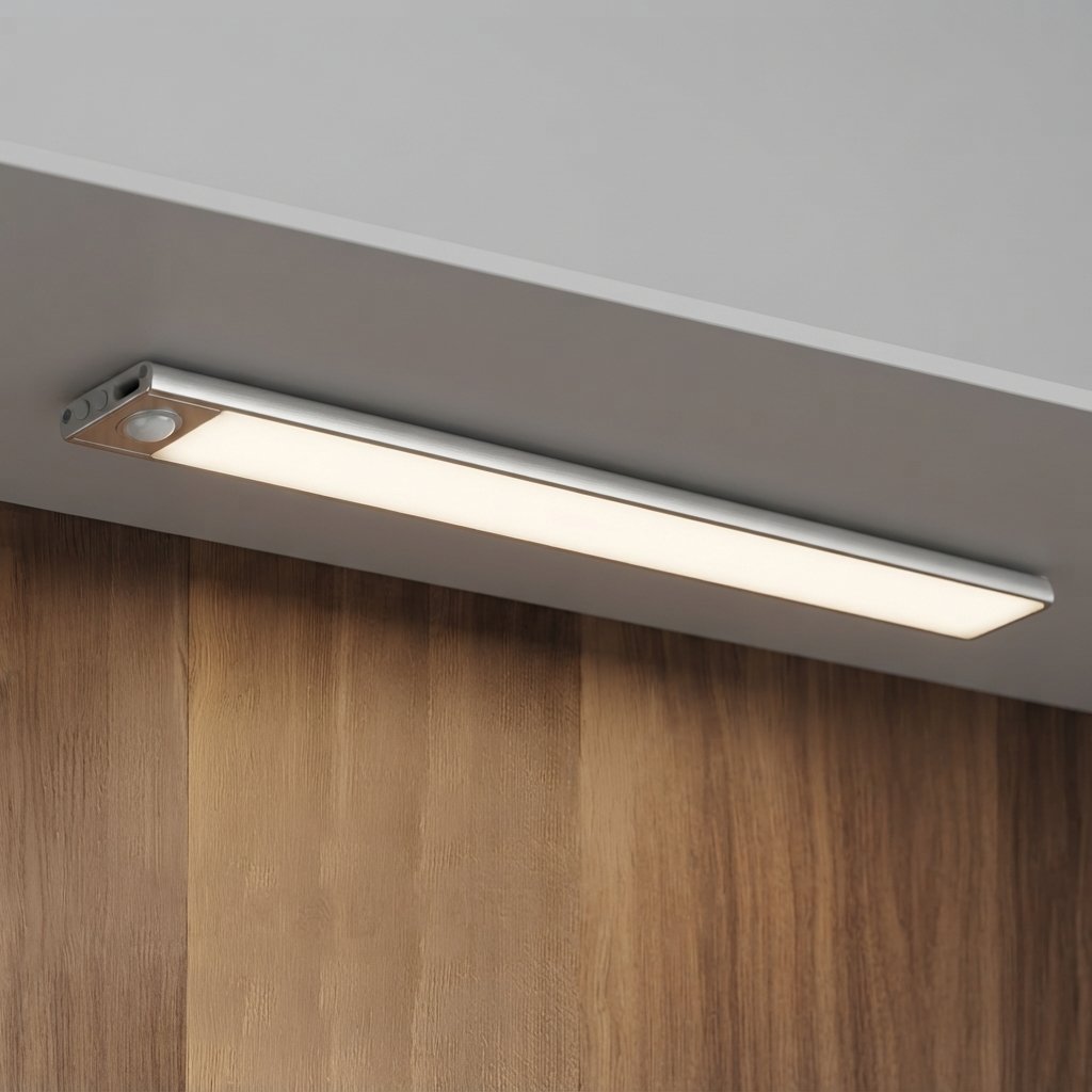 Motion Sensor LED Cabinet Light, Rechargeable Wireless — Silver