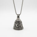 Motorcycle Guardian Bell with Winged Wheel Design – Biker Good Luck Charm with Keychain and Necklace — Bell Necklace