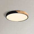 Nordic Wood & Metal LED Flush Ceiling Light — Black