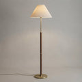 Pleated Fabric Floor Lamp with Walnut & Brass Finish — Floor Lamp