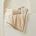 Plush Microfibre Throw Blanket, Bubble-Texture Fleece — Ivory Cream
