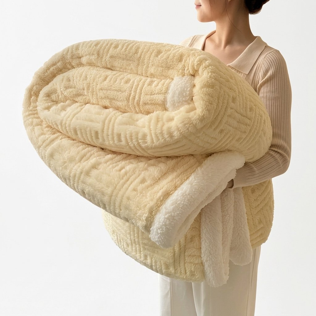 Plush Velvet Throw Blanket – Double-Sided Soft Fleece — Ivory Cream