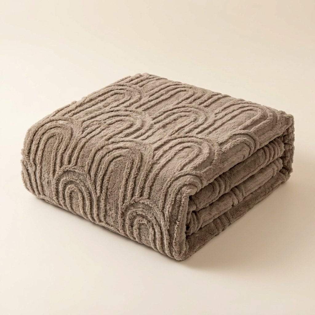 Plush Velvet Throw Blanket with Arch Emboss Pattern — Roman Coffee