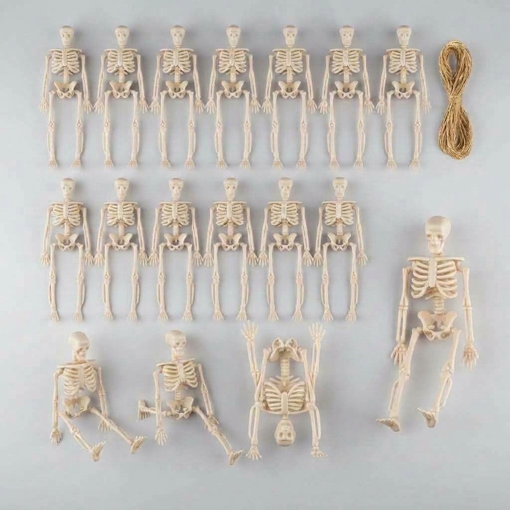 Posable Mini Skeleton Figurines with Jute Twine – Set of 6 or 12 — 12 Pieces