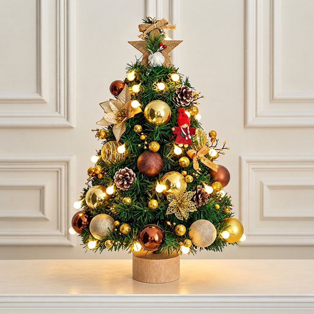 Pre-Lit Decorated Tabletop Christmas Tree with Lights — Style 1