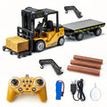 RC Forklift Truck 1:24 Scale with Lights & Trailer — Yellow