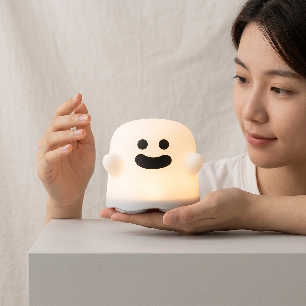 Rechargeable Ghost LED Night Light with Timer – Soft Warm Glow for Bedrooms and Children's Rooms — Ghost Light-[Haha]
