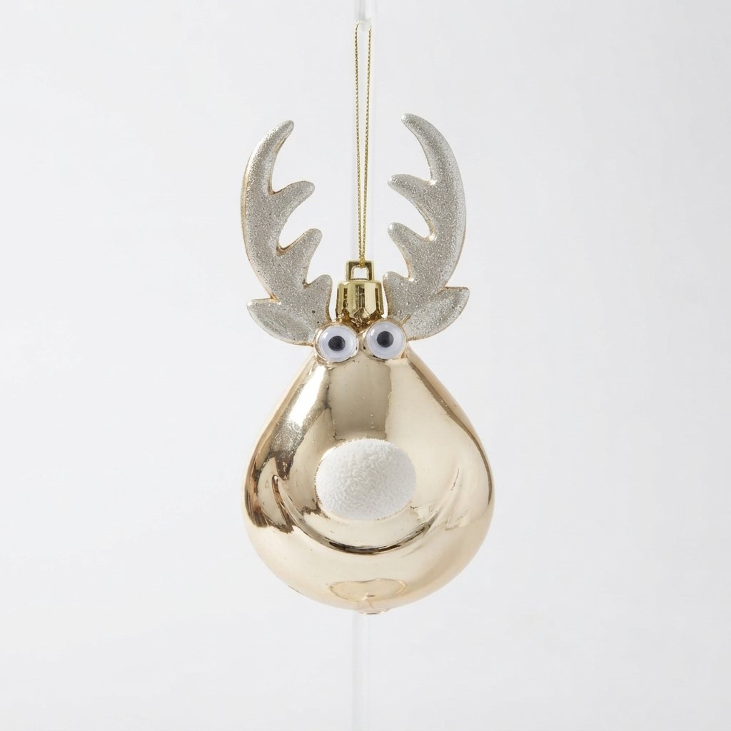 Reindeer Christmas Tree Baubles, set of 2 — Elk - Champagne