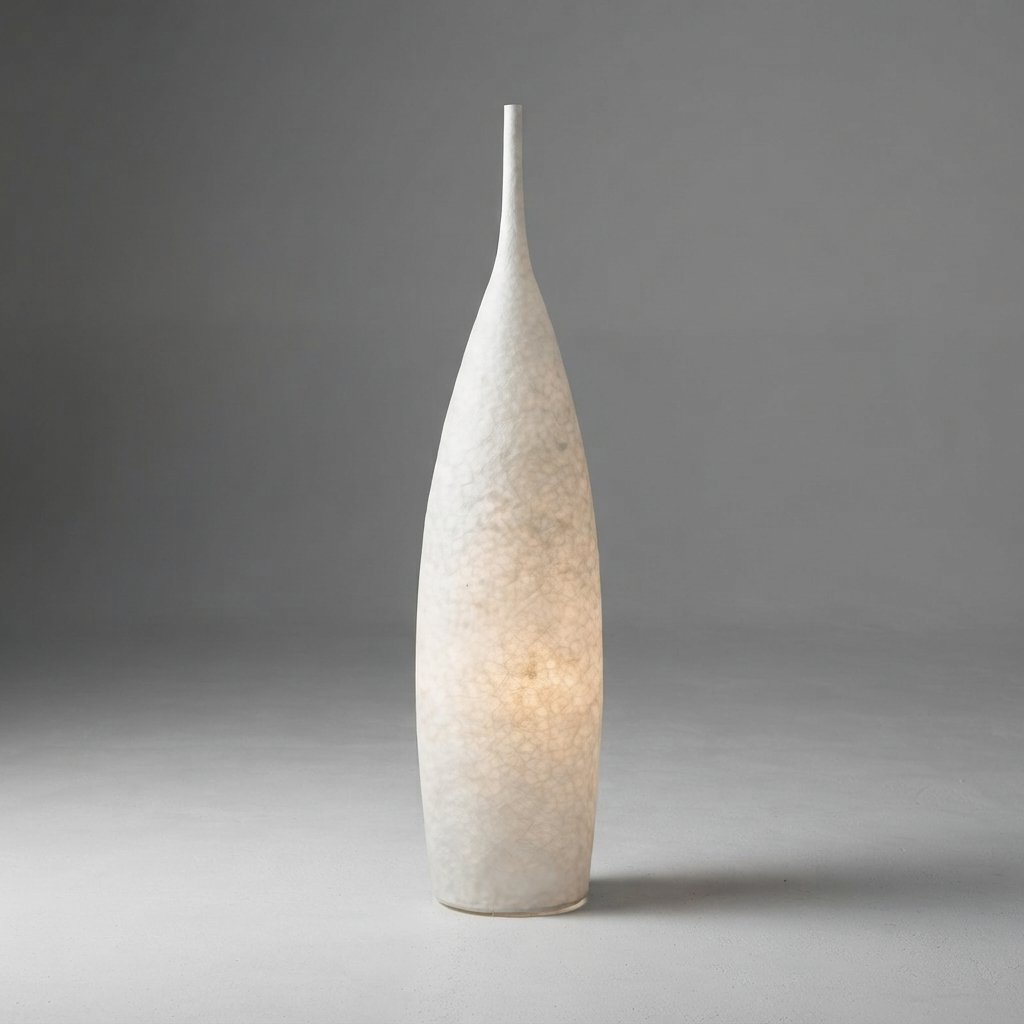 Resin Bottle Floor Lamp, Warm LED, Two Heights — White