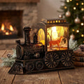 Retro Train LED Lantern with Warm White Winter Scene — Elk