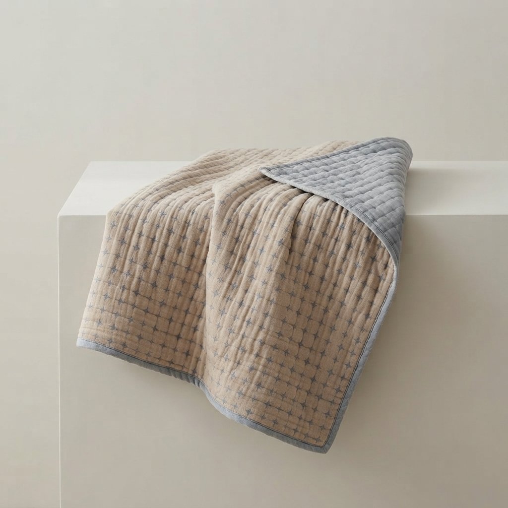 Reversible Cotton Throw Blanket – Quilted Seersucker — Dream Taupe