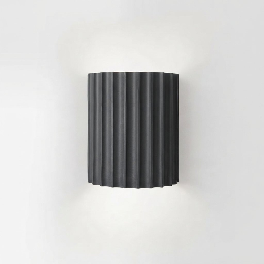 Ribbed Resin LED Wall Light, 7W Warm Glow — Black