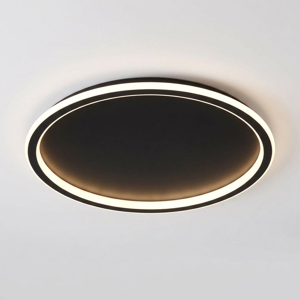 Round LED Ceiling Light, dimmable tri-colour, minimalist — Black