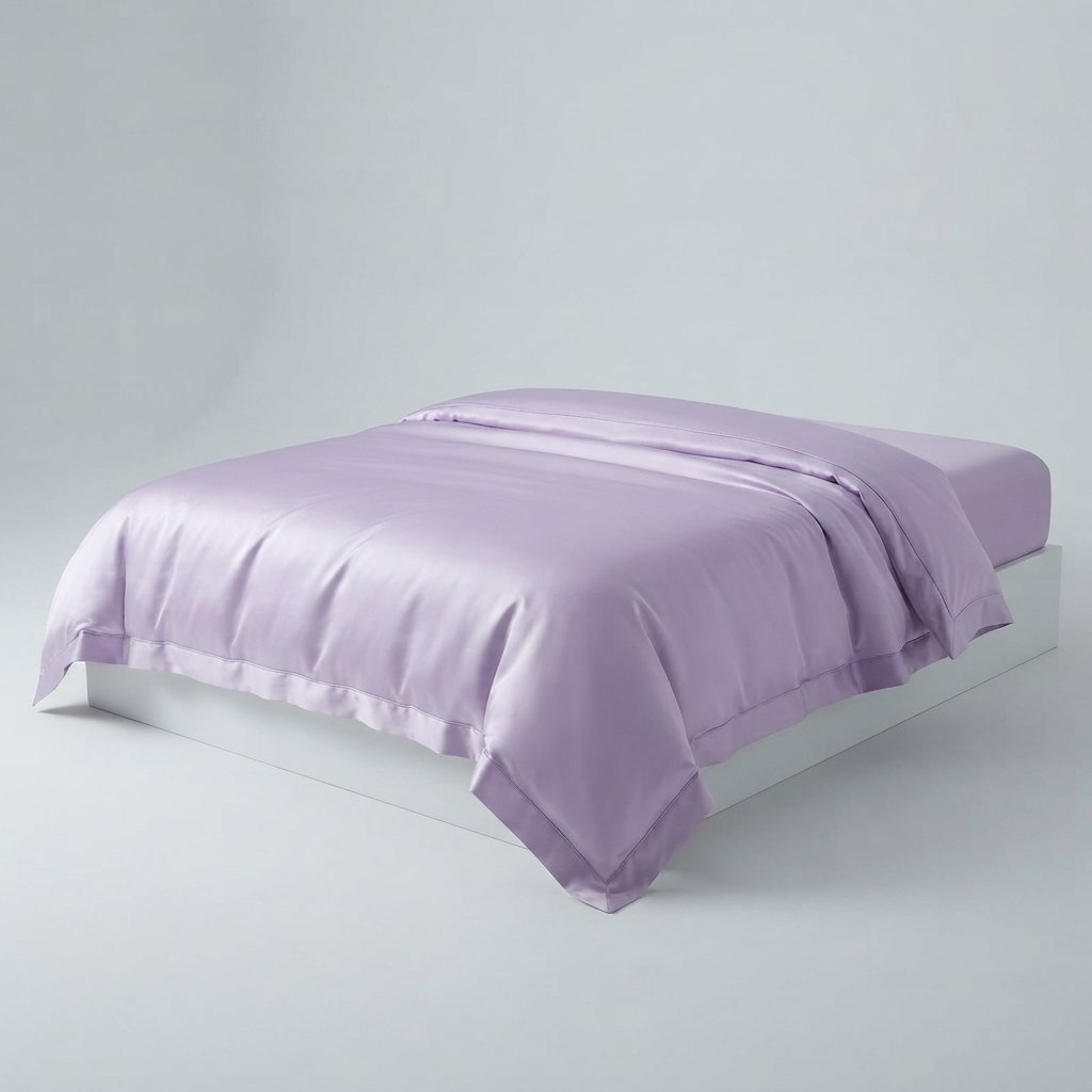 Satin Silk-Blend Duvet Cover Set with Pillowcases — Lavender