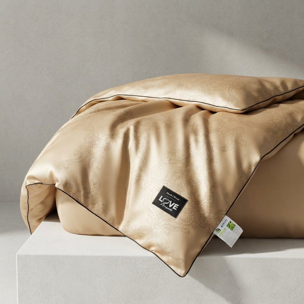 Satin Silk-Feel Duvet – Breathable All-Season Comforter — Champagne