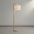 Scandinavian Wood Floor Lamp with Fabric Drum Shade — Height 155cm