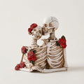 Skeleton Couple Sculpture with Rose Detail – Gothic Romance Figurine in Two Styles — Bone White