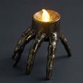 Skeleton Hand and Skull Flameless LED Tealight Candle Holder with Flickering Glow — Finger Candle