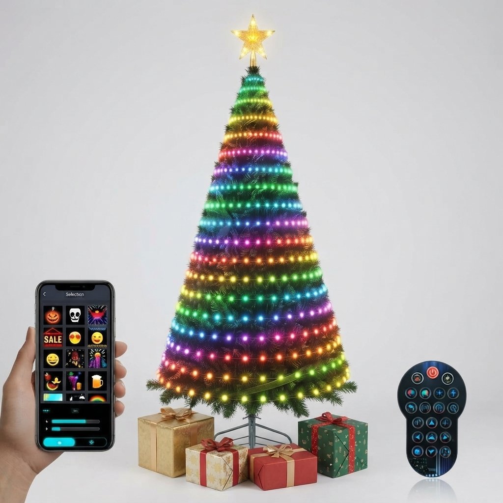 Smart RGB Christmas Tree Lights, 400 LEDs, App & Remote — 1.8M Christmas Light