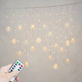 Snowflake Curtain Lights USB with Remote, 8 Modes — Warm