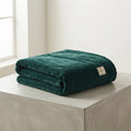 Soft Flannel Throw Blanket with Ribbed Texture — Dark Green