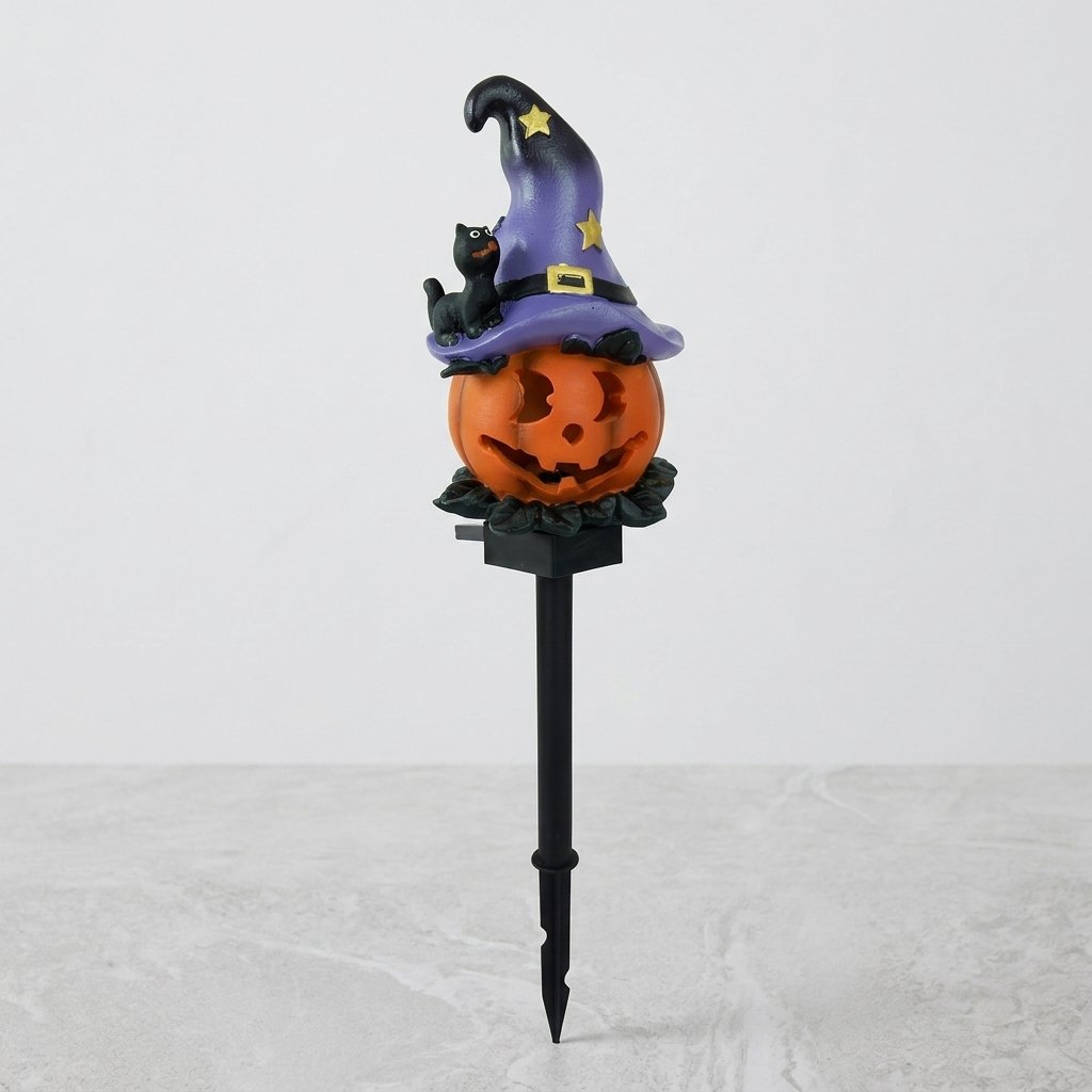 Solar-Powered Halloween Garden Stake Lights – Resin Pumpkin and Ghost Lanterns for Outdoor Use — Wizard Pumpkin