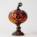 Stained Glass Style Pumpkin Table Lamp with Warm LED – USB Powered Jack-o'-Lantern Decorative Light — Default
