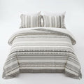 Striped Cotton Duvet Set with Tassel Detail — Blue