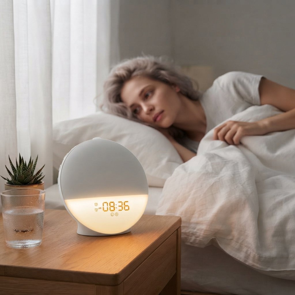 Sunrise Alarm Clock with FM Radio and Dual Alarms — Half Screen