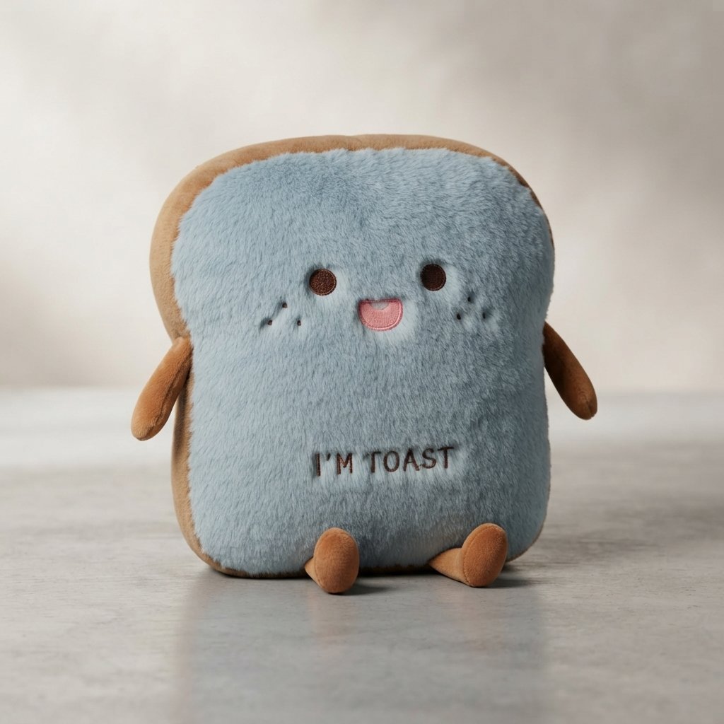 Toast Slice Plush Cushion with Embroidered Face, 14 in — Daydream