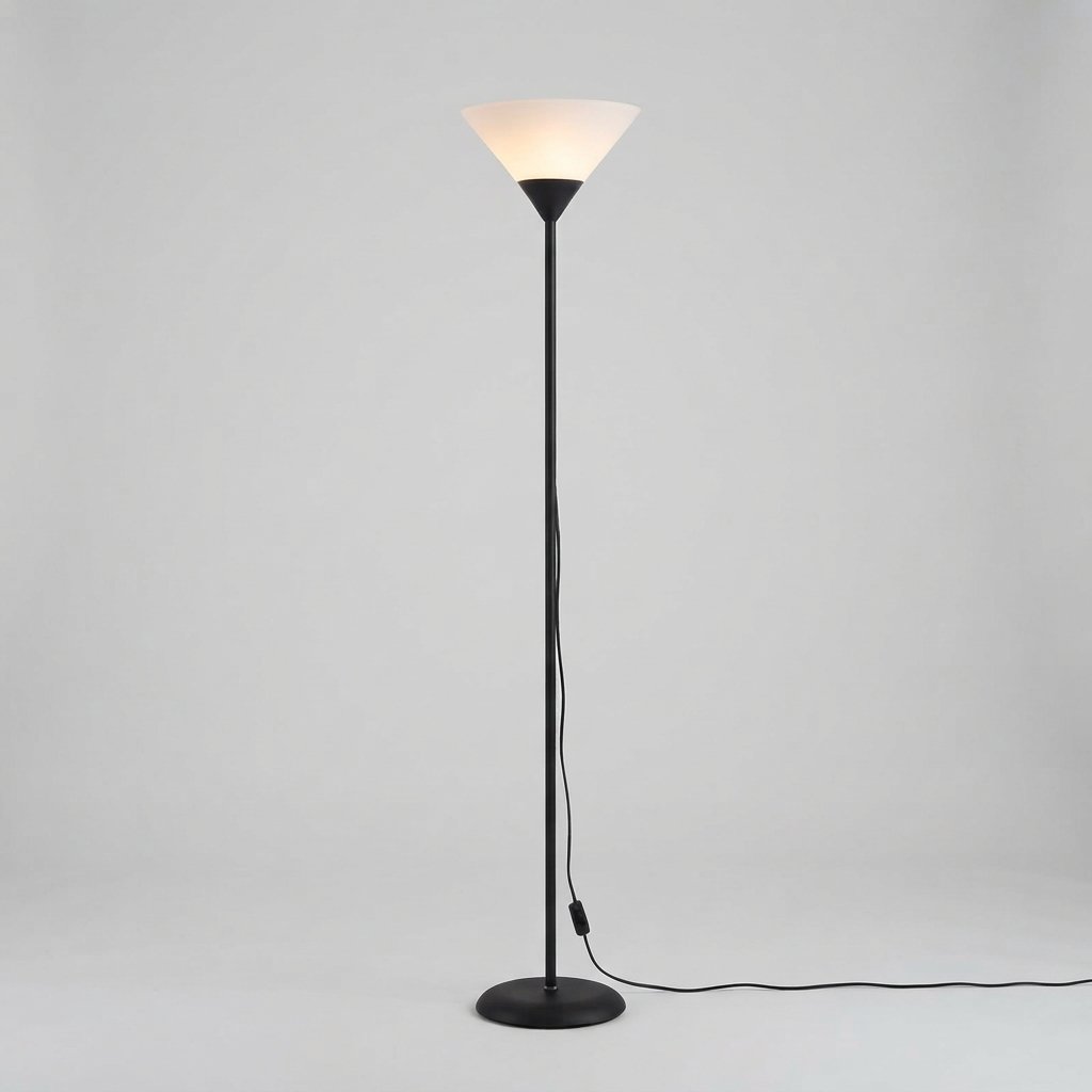 Torchiere Floor Lamp with Acrylic Shade, 5 Colours — Black