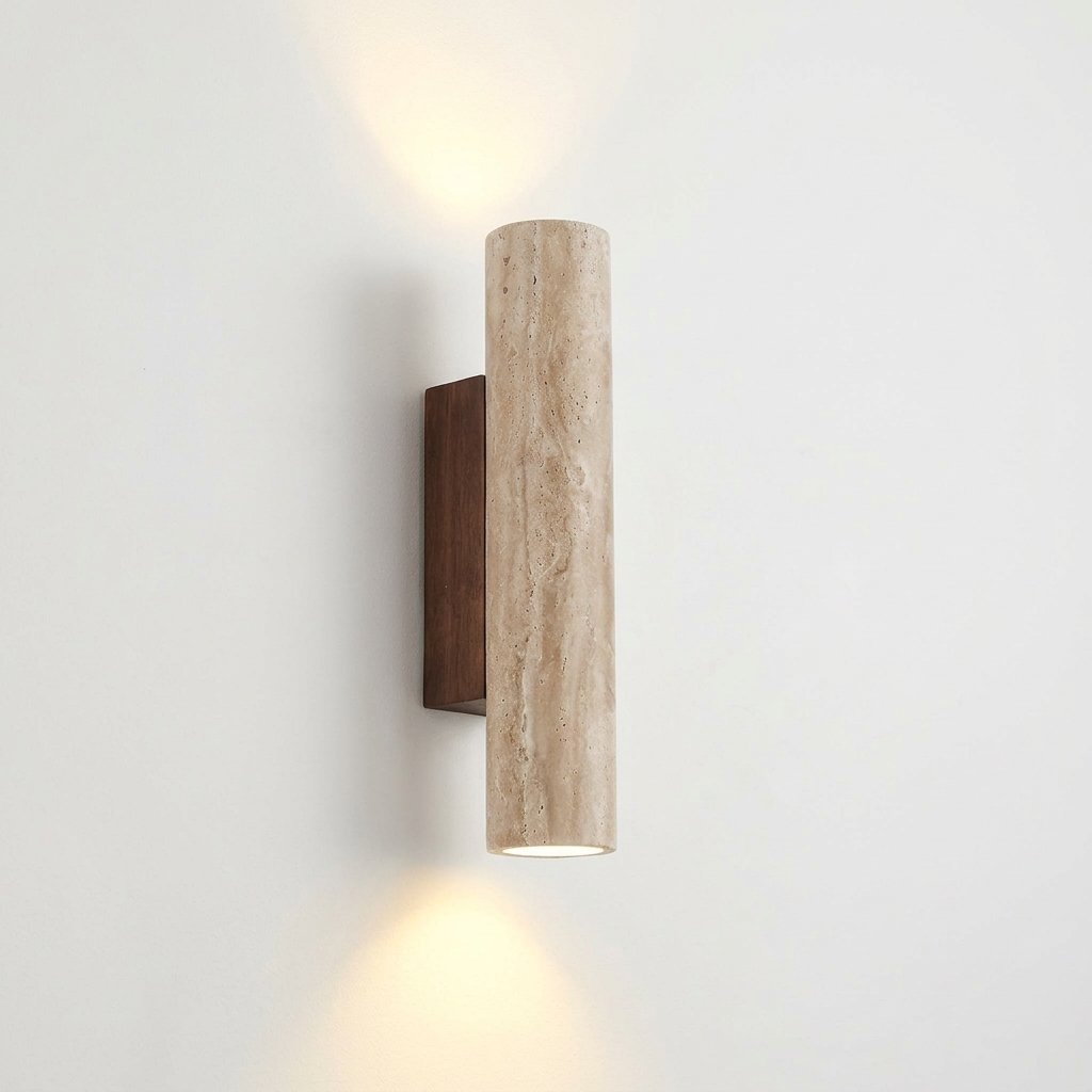Travertine Up & Down Wall Sconce – Natural Stone — 28cm (11 inch)