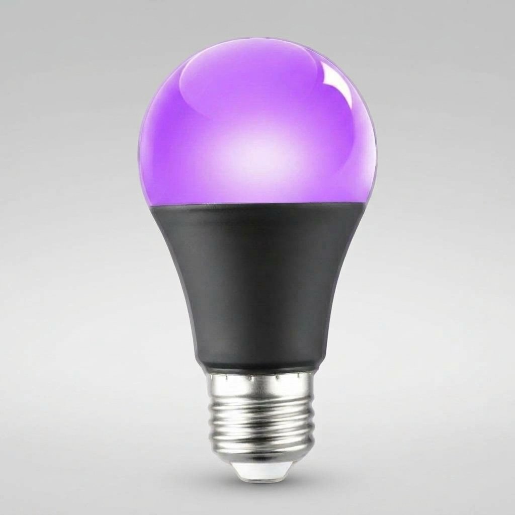 UV Black Light LED Bulb with E27 Socket for Halloween and Party Decoration, 12 W – Purple Glow, Matte Black or White Collar — Black X 2 Pieces