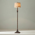 Vintage Floor Lamp with Pleated Fabric Shade, Brown — Height 150cm