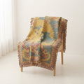 Vintage World Map Cotton Throw Blanket with Fringe — 130 × 180 Cm