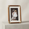 Wood & Brass Tabletop Photo Frame, Vintage Style — Teak