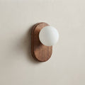 Wood & Glass Wall Light with Opal Globe, G9 Fitting — Without Switch