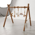 Wooden Baby Play Gym with 6 Hanging Sensory Toys — Natural Wood