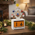 Wooden Christmas Countdown Calendar with Movable Date Blocks — White A
