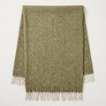 Woven Tasselled Throw with Herringbone Texture — Green