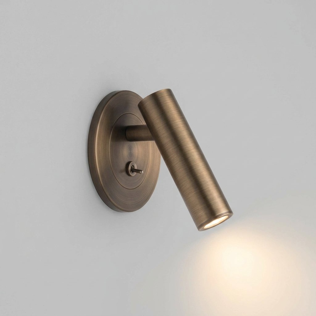 Adjustable LED Wall Reading Lamp with Cylindrical Head — Brushed Bronze