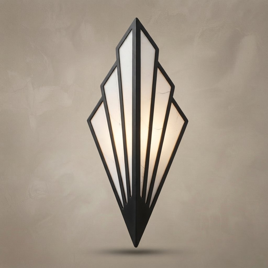 Art Deco LED Wall Sconce in Gold, Black or White — Black