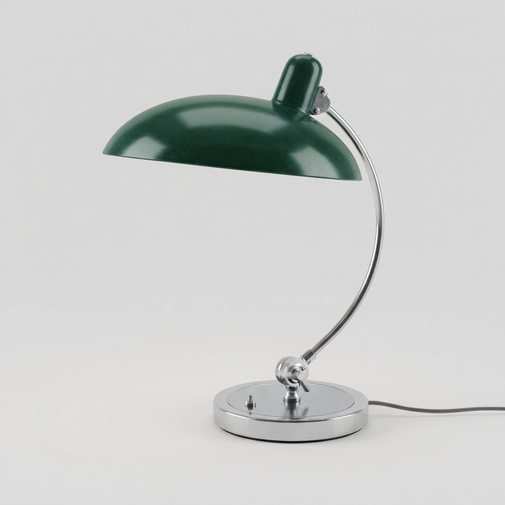 Bauhaus Curved Metal Table Lamp with Domed Shade — Green
