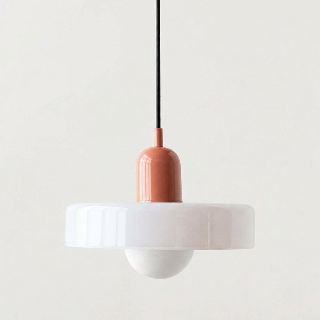 Bauhaus Glass Ring Pendant Light, Adjustable Height — Pink