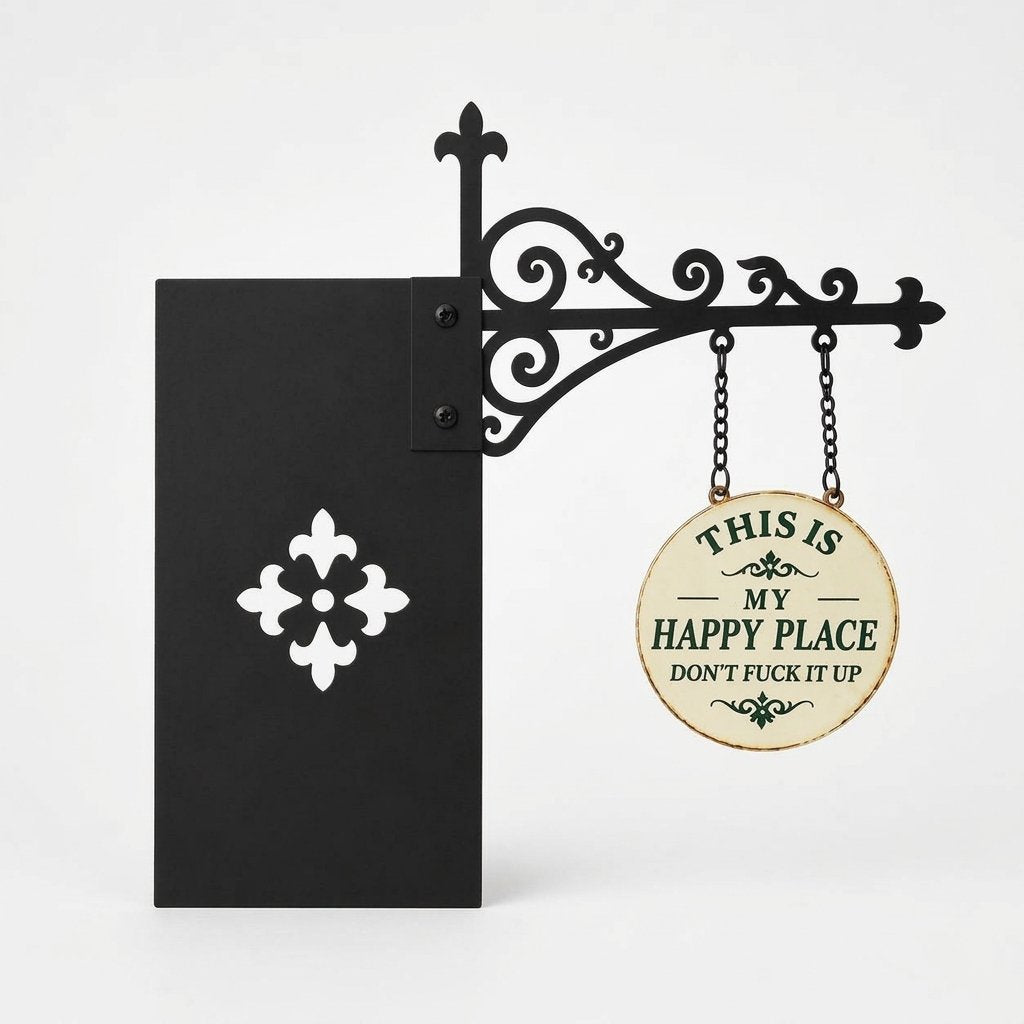 Bookshelf Hanging Lantern with Ghost Figure and Decorative Metal Bracket — Sign Happy Place