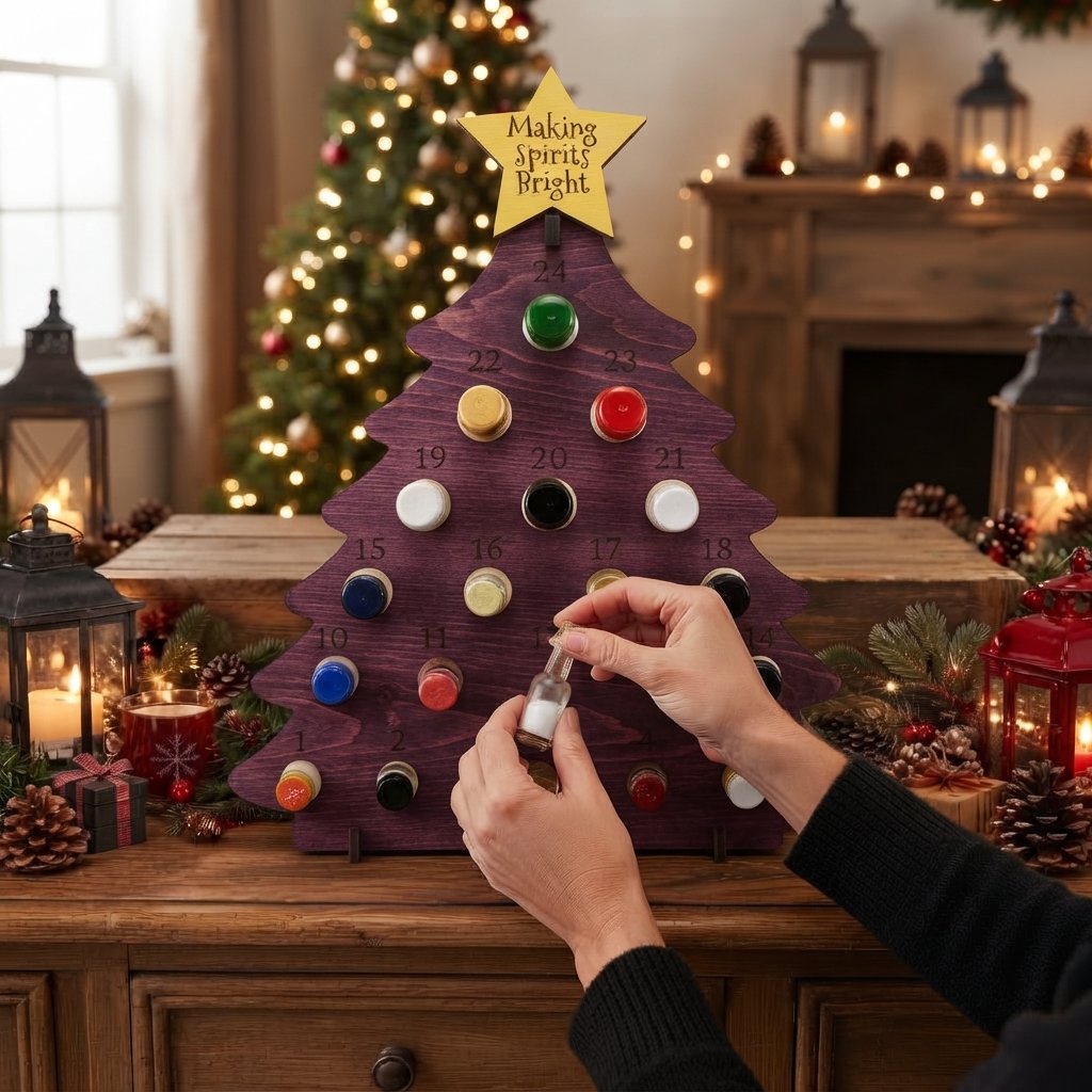 Christmas Tree Advent Calendar with 24 Mini Bottle Slots — Purple