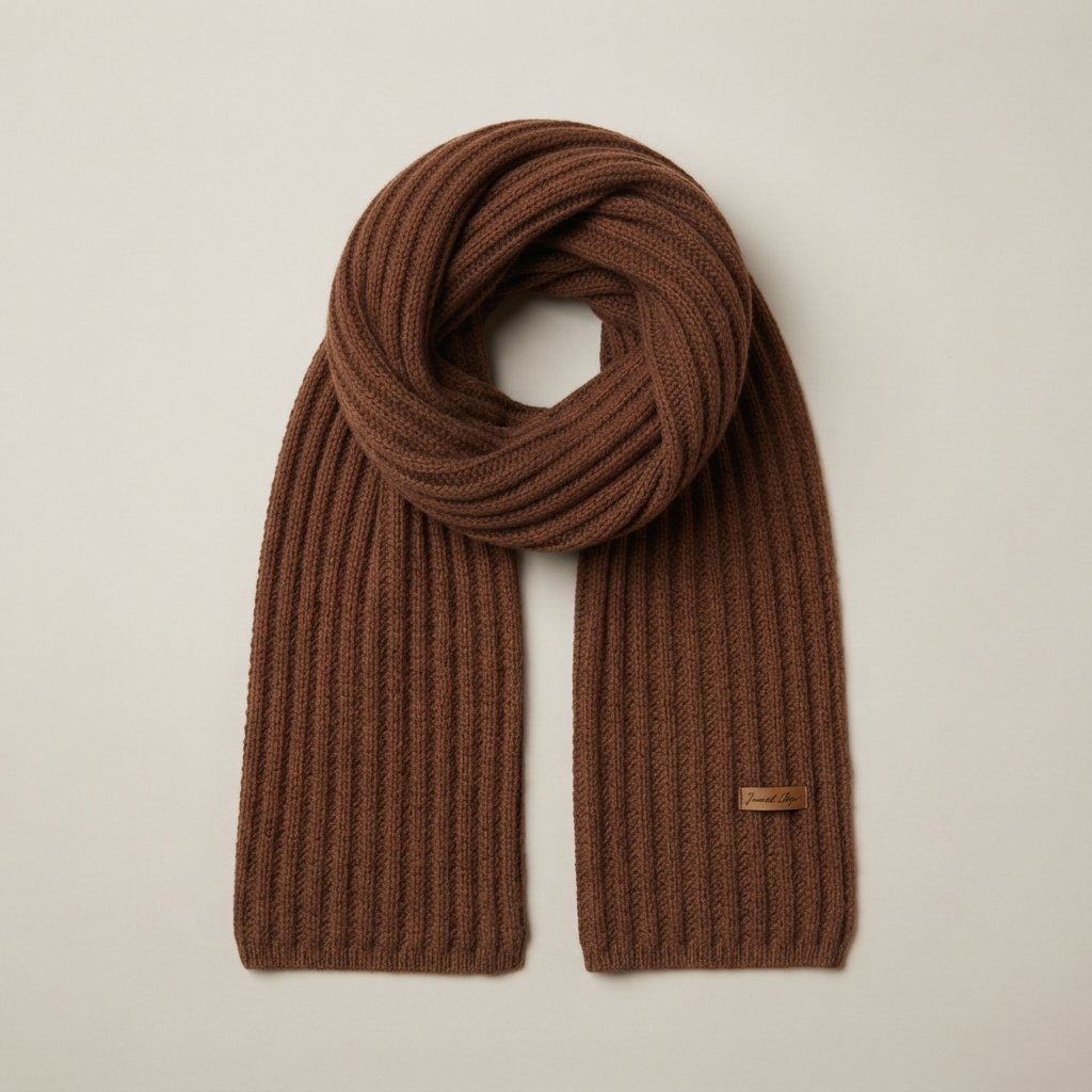 Chunky Ribbed Knit Scarf – Extra Long, Unisex — Brown