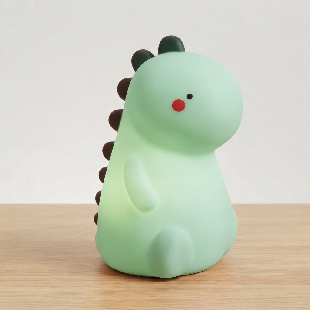 Dinosaur Silicone LED Night Light for Kids, 7 Colours — Green