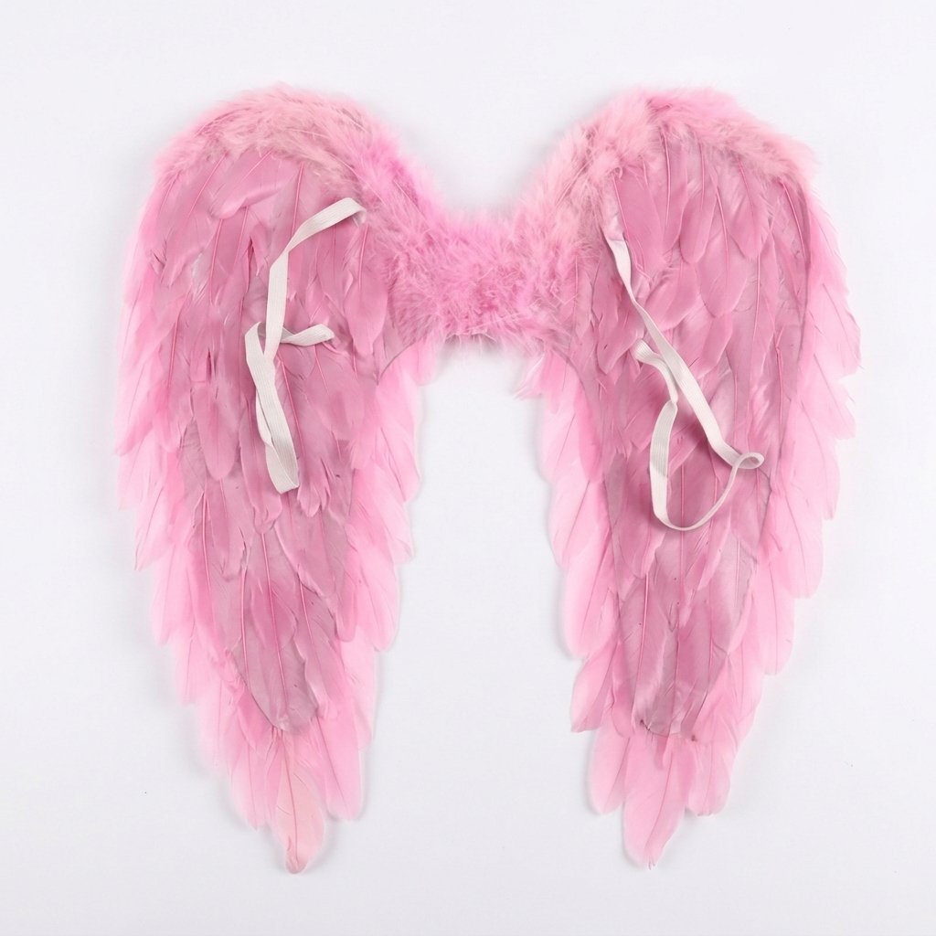 Feathered Angel Wings Costume Accessory with Adjustable Straps — White Light