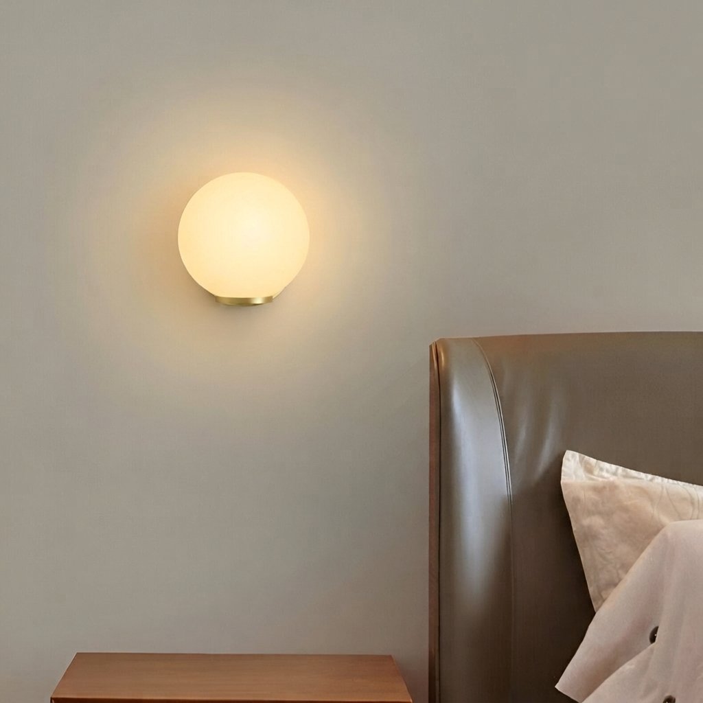 Frosted Glass Globe Wall Light, Warm White — 15cm